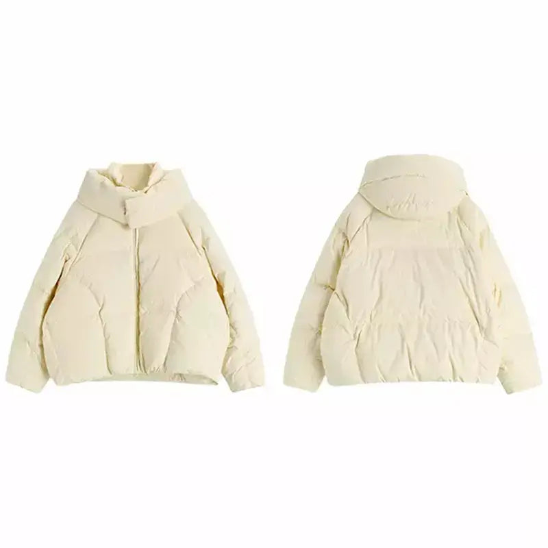 Jaqueta Feminina Parka Down Plumas de Ganso - Bege