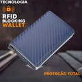 Carteira Antifurto Blindada com Proteção RFID Azul