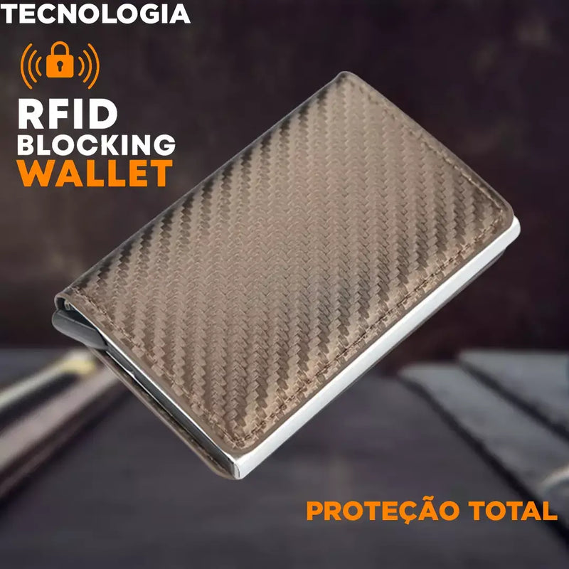 Carteira Antifurto Blindada com Proteção RFID Dourada